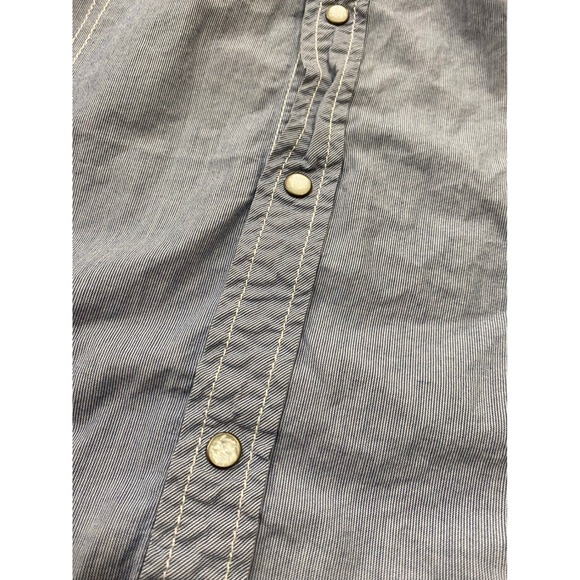 BKE Athletic Fit Mens XL Blue Micro Stripe Short Sleeve Snap Front Western Shirt - Picture 2 of 8